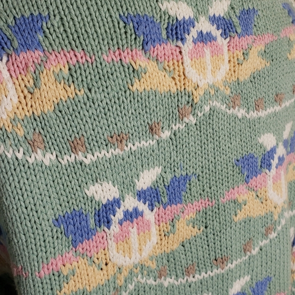 Vtg Izod Hand Knit Sweater Pastel Cottagecore Granny Core Soft Girl Easter Sprng - Picture 13 of 17